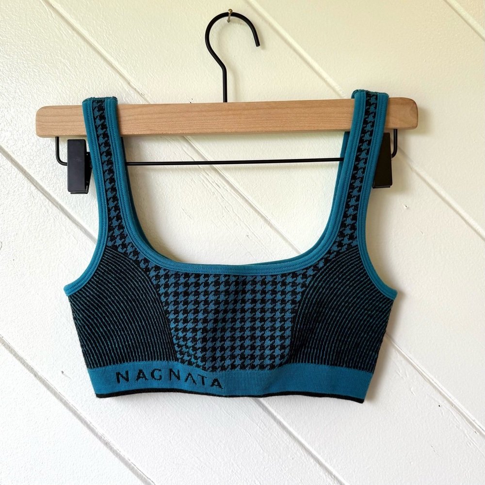 Nagnata Houndstooth bra in Turquoise/Black